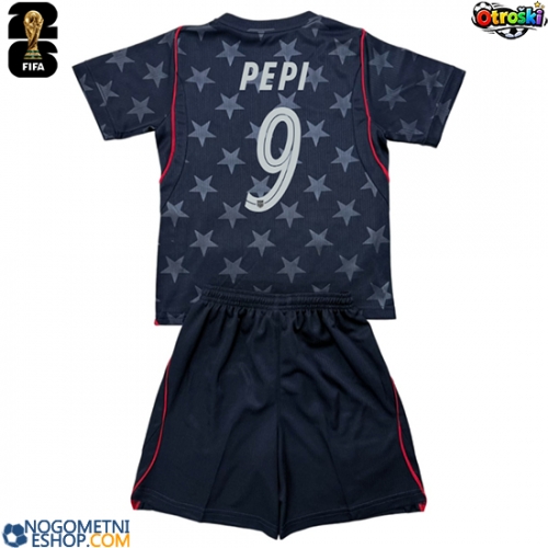 Otroški Nogometni dresi Združene države Ricardo Pepi #9 Gostujoči SP 2026 Kratek Rokav (+ Kratke hlače)